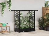 Raised Bed with Trellis and Roof Black 122.5 x 40 x 123 cm PP 42032539