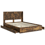 Bed Frame with Storage and Headboard Smoked Oak 160 x 200 cm 3414011