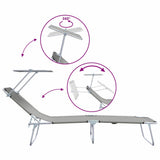 Sun Lounger Folding 2 pcs Grey 58 x 188 x 77cm Polyester 42003062