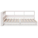 ZNTS Bookcase Bed without Mattress White 120x200cm Solid Wood Pine 3324503