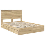 Storage Bed with Drawer Sonoma Oak 140 x 200 cm Engineered Wood 3411203