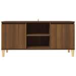 TV Cabinet with Solid Wood Legs Brown Oak 103.5x35x50 cm 813160