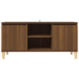 TV Cabinet with Solid Wood Legs Brown Oak 103.5x35x50 cm 813160