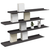 Floating Shelf Wall-mounted 4 pcs Black 100 x 18 x 2.5 cm Steel 8004045