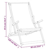 Beach Chair Grey Solid Teak Wood, Polyester Standard Foldable 317698