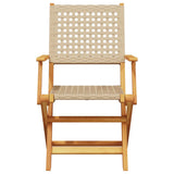 Folding Chairs 4 pcs Beige Poly Rattan and Solid Wood 3214562