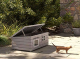 Wooden Outdoor Cat House, Elevated Cat Shelter Kennel, Pet Play House with Openable Top, Asphalt T3398P551673