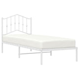 Metal Bed Frame without Mattress with Headboard White 80x200cm 373829