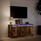 TV Cabinet with LED Smoked Oak 100x34x50 cm Engineered Wood 852212