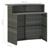 5 Piece Garden Bar Set with Cushions Poly Rattan Grey 3095424