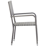 ZNTS Garden Dining Chairs 2 pcs Stackable Grey Poly Rattan 318699