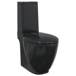WC Ceramic Toilet Bathroom Round Toilet Bottom Water Flow Black 3059889