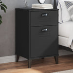 ZNTS Bedside Cabinet VIKEN Black Solid Wood Pine 374915