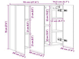 Bathroom Mirror Cabinet Grey Sonoma 70 x 14.5 x 70 cm 889092