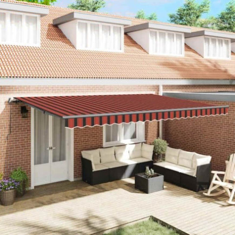 Manual Retractable Awning Orange and brown 500 x 350 cm Fabric 3331481