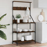 Baker's Rack with Hooks 4-Tier Brown Oak Engineered Wood 838962