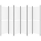 6-Panel Room Divider White 300x180 cm Fabric 350222