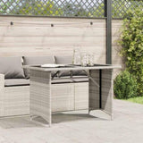 Garden Table with Glass Top Light Grey 110x68x70 cm Poly Rattan 366354