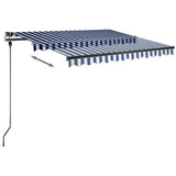 Freestanding Manual Retractable Awning 300x250 cm Blue/White 3069696