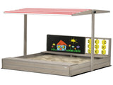 Kids Wooden Sandpit, sandbox with canopy & Seats, for Gardens - Grey T3398P348078
