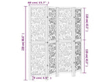 Room Divider 4 Panels White Solid Wood Paulownia 358740