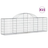 Arched Gabion Baskets 15 pcs 200x30x60/80 cm Galvanised Iron 3146081