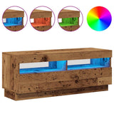 TV Cabinet with LED Lights Old Wood 100x35x40 cm Engineered Wood 856355
