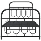 ZNTS Metal Bed Frame without Mattress with Footboard Black 90x190cm 377127