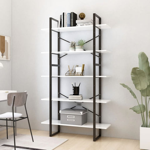 5-Tier Book Cabinet White 100x30x175 cm Engineered Wood 3081998