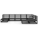 9 Piece Garden Lounge Set Black Solid Pinewood 3075758