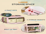 3 in 1 Kids Easel Double-Sided Magnetic Whiteboard and Chalkboard with Paper Roll, Storage Baskets T3398P378908