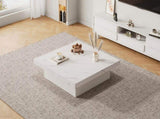 Modern square coffee table with marble look, Centre Tea Table with 4 Sliding Drawers, Coffee End N605P375112W