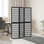 Room Divider 3 Panels Black Solid Wood Paulownia 358765