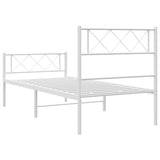 Metal Bed Frame without Mattress with Footboard White 100x200cm 372339