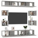 8 Piece TV Cabinet Set Concrete Grey Engineered Wood 3079069