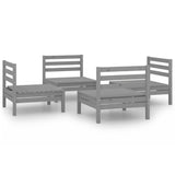 4 Piece Garden Lounge Set Grey Solid Pinewood 3082404