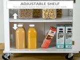 Kitchen Cart Storage Trolley Wooden Cabinet with Drawer Cupboard Towel Rail White T3398P329564