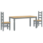 ZNTS 3 Piece Dining Set Panama Grey Solid Wood Pine 3345201