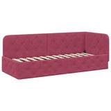 Corner Bed Frame with Headboard Wine Red 80 x 200 cm Velvet 42016517