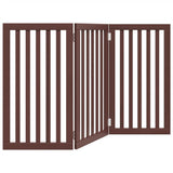 Dog Gate Foldable 3 Panels Brown 150 cm Poplar Wood 352262