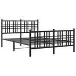 ZNTS Metal Bed Frame without Mattress with Footboard Black 140x200cm 376343