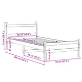Bed Frame without Mattress White 90x200 cm Solid Wood Pine 855601
