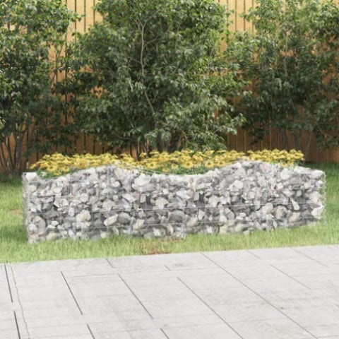ZNTS Arched Gabion Raised Bed 200x50x50 cm Galvanised Iron 153542