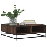 ZNTS Coffee Table Brown Oak 80x80x30 cm Engineered Wood and Metal 848773