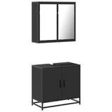 ZNTS 2 Piece Bathroom Furniture Set Black Engineered Wood 3300885