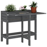 Garden Planter with Folding Tabletop Grey Solid Wood Pine 825123