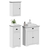 ZNTS 3 Piece Bathroom Furniture Set BODO White Solid Wood Pine 3307647