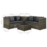 Garden Sofa Set Grey PE rattan, powder-coated steel, fabric Medium 313137