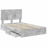 Storage Bed Concrete Grey 135 x 190 cm Engineered Wood 3412696