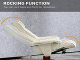 Faux Leather Manual Recliner and Footstool Set - Cream White T3398P548744